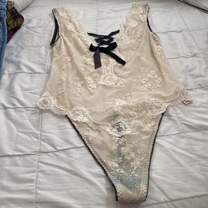 XL cream lace teddy thong bodysuit Victoria secret